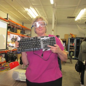 Me at a "take it apart and make it art workshop" with spare parts and 10bitworks